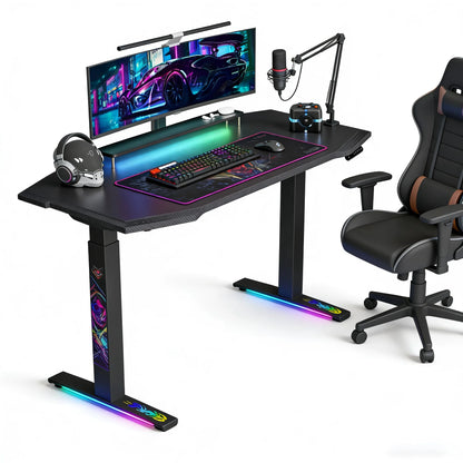 Factory Customized Large Computer Racing RGB Light Gamer Table for Home Office Gaming Desk