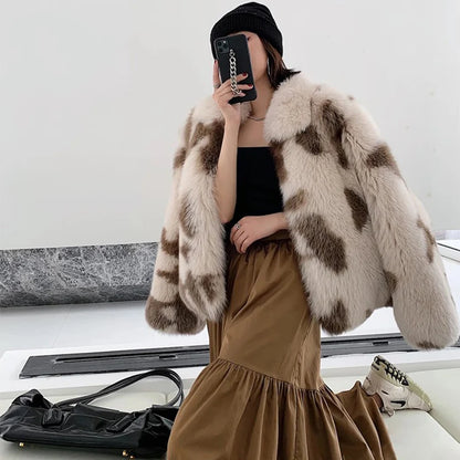 Italian amorous feelings Tuscany lamb fur coat autumn winter new women's fox fur short coat leisure young jacket