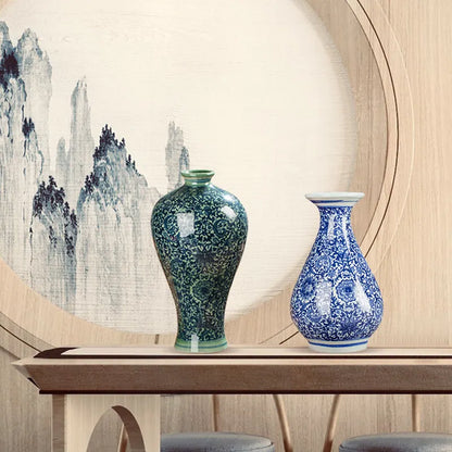 Chinese Jingdezhen Blue White Porcelain Antique Ceramic Vase Home Livingroom Table Figurines Decoration Store Flower Pot Crafts