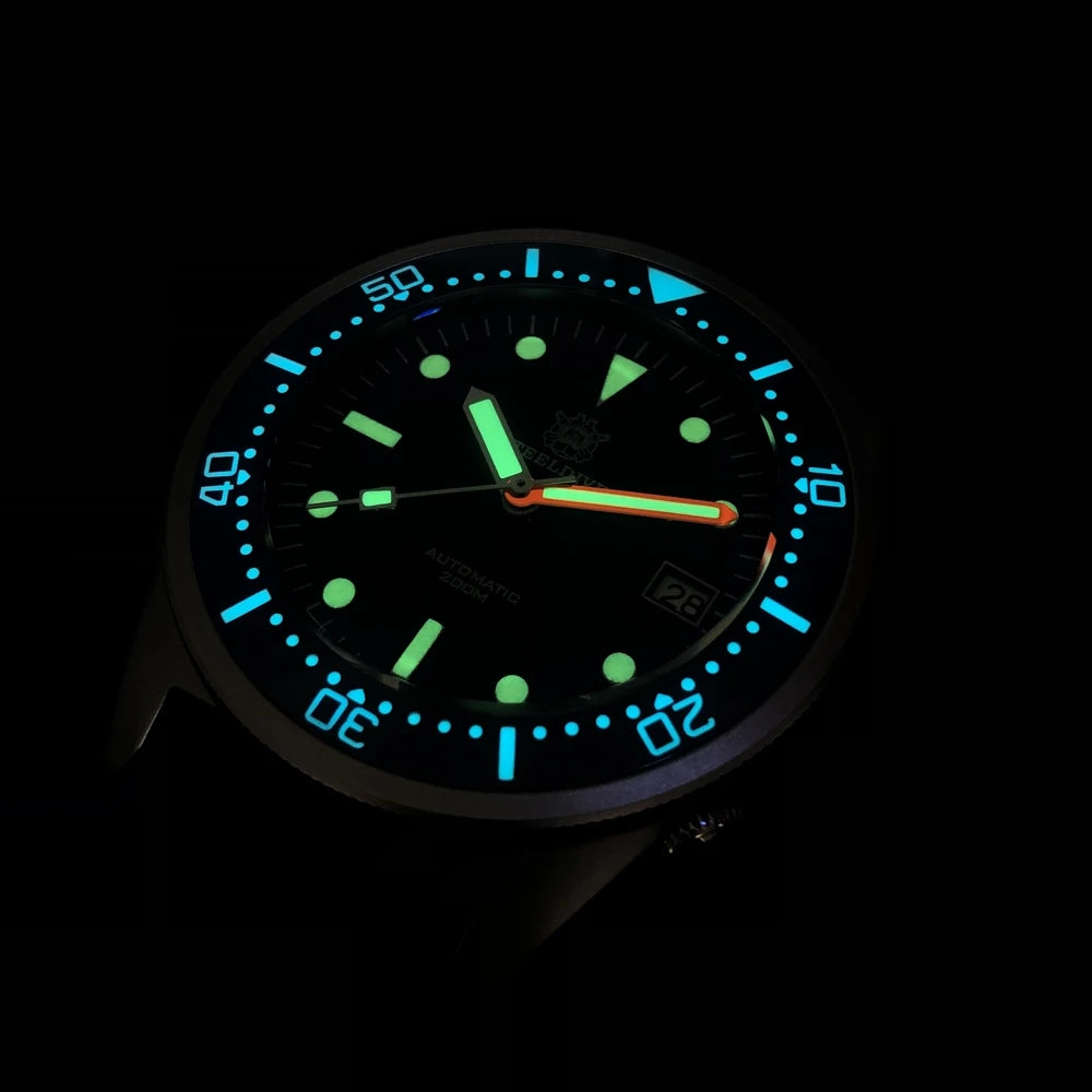 SD1979  New Arrival 2020 Upgraded Version Black Ceramic Bezel Stainless Steel Mens Dive Watch with Signed Crown