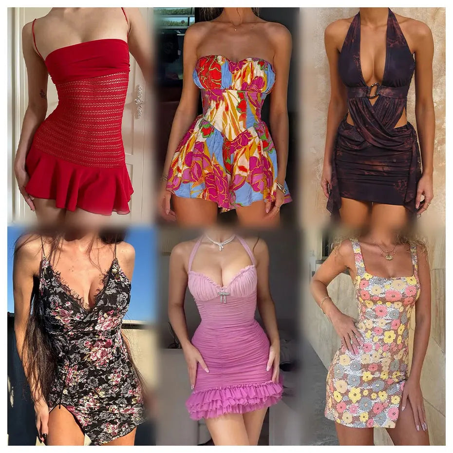 Hot Selling Summer Women's Casual Elegant Retro Short Sleeved Printed Women's Dresses Are Randomly Shipped