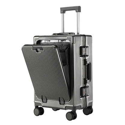20 24 Inch Front Opening Luggage Men's and Women's Multifunctional Password Lock Trolley Case Travel Wheels Suitcases Cup Holder - Kimlud