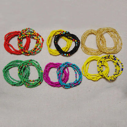 2 Pcs Sexy Summer Waist Bead Chains African Belly Beads Colorful Beach Bikini Body Belly Chain Elastic Jewelry for Women Girls - Kimlud