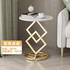 Modern Luxury Diamond Shaped Bracket Side Table Round Marble Center Table for Living Room Dining Elegant Home Furniture