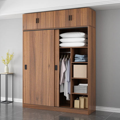 Factory Direct Sales Bedroom Furniture Wooden Sliding Door Wardrobe Wardrobe Simple Modern Factory High-capacity Wholesale