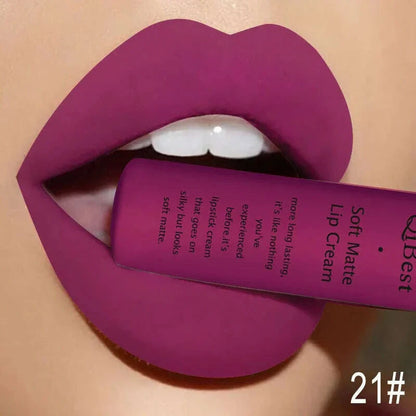 QIBEST Brand 34 Colors Waterproof Matte Nude Lipstick Lipkit Pigment Dark Red Black Long Lasting Lip Gloss Women Makeup Lipgloss