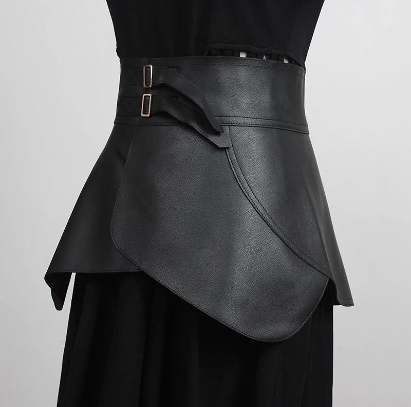 Women's runway fashion PU leather Cummerbunds female vintage Dress Corsets Waistband Belts decoration wide belt R3451 |...