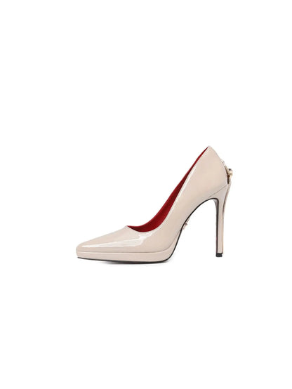 2026 New Waterproof Patent Leather Platform Gold Stiletto 9cm Thin Solid Super High Pointed Toe Red Sole Elegant Black...