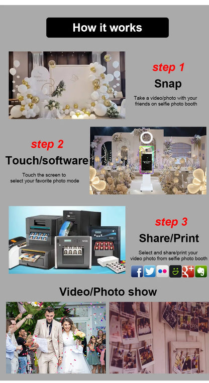Free Software 21.5Inch Dslr Booth Magic Mirror Booth for Camera With Flash Light Umbrella Wedding Rental Photo Booth |...