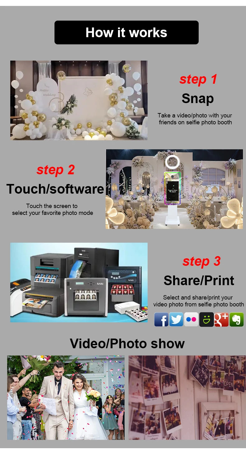 Free Software 21.5Inch Dslr Booth Magic Mirror Booth for Camera With Flash Light Umbrella Wedding Rental Photo Booth |...