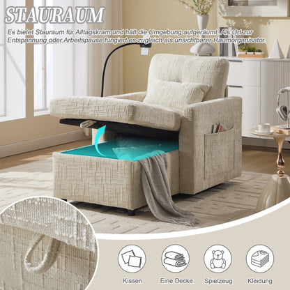 Modern Oversized Chaise Lounge Recliner Sofa with Phone Holder Chenille Fabric Single Sofa for Living Room Furniture |...