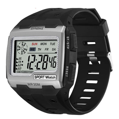 SYNOKE Brand Sport Digital Watch Men Watch New Upgrade Waterproof Square Electronic Watches Male WristWatch Style Clock