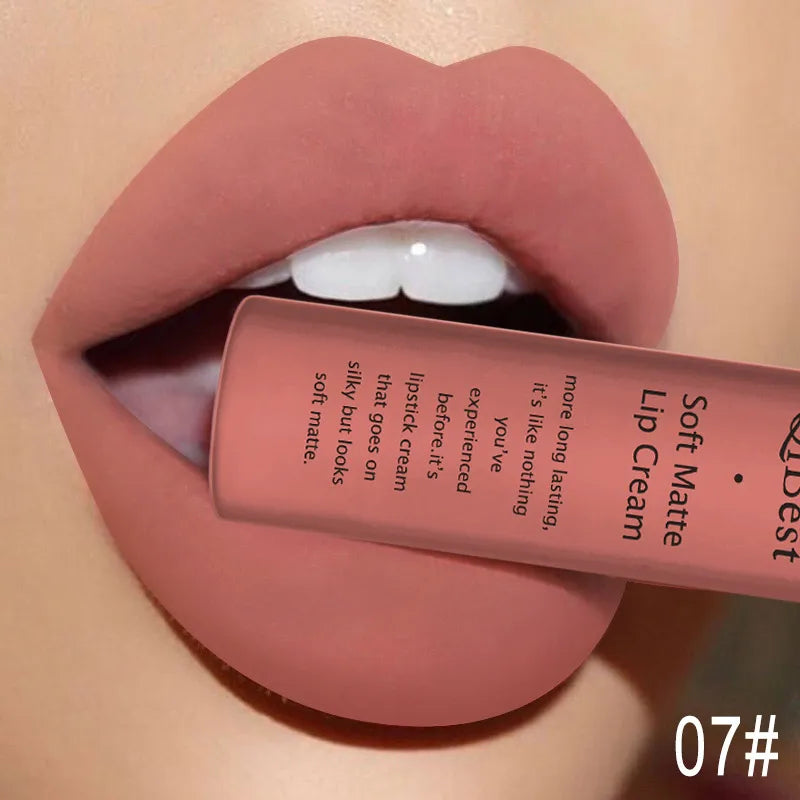 QIBEST Brand 34 Colors Liquid Lipstick Waterproof Matte Nude Lipstick Pigment Red Long Lasting Lip Gloss Women Makeup...