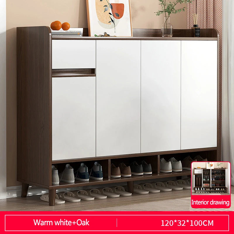 Convertible Wooden Bench Shoe Organizer Storage Shelf Space-Saving Living Room Furniture Door for Hospital Hotel Use...