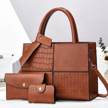 2025 Women's Handbags Designer Bags Capacity with Zip Casual Style Three Piece Pu Leather Handbag