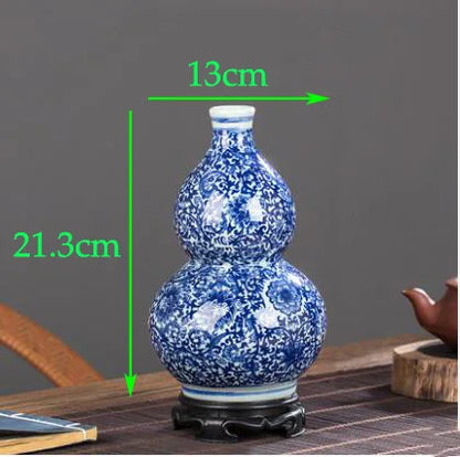 Chinese Jingdezhen Blue White Porcelain Antique Ceramic Vase Home Livingroom Table Figurines Decoration Store Flower Pot Crafts