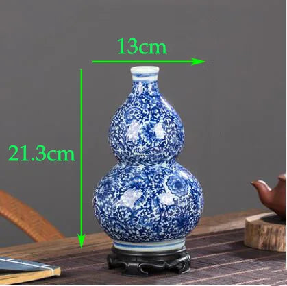 Chinese Jingdezhen Blue White Porcelain Antique Ceramic Vase Home Livingroom Table Figurines Decoration Store Flower Pot Crafts