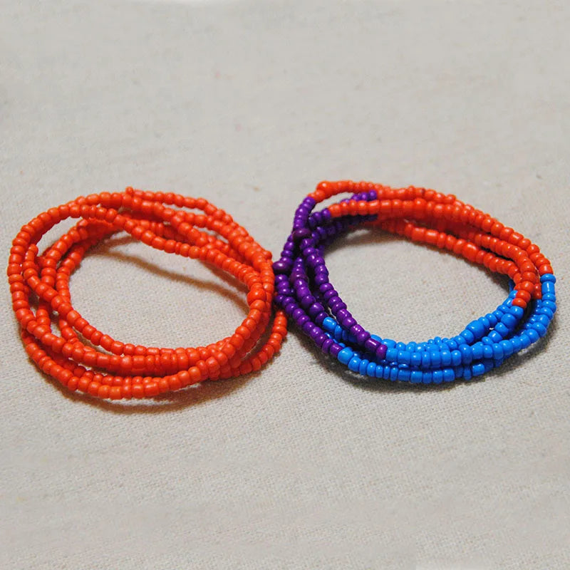 2 Pcs Sexy Summer Waist Bead Chains African Belly Beads Colorful Beach Bikini Body Belly Chain Elastic Jewelry for Women Girls - Kimlud