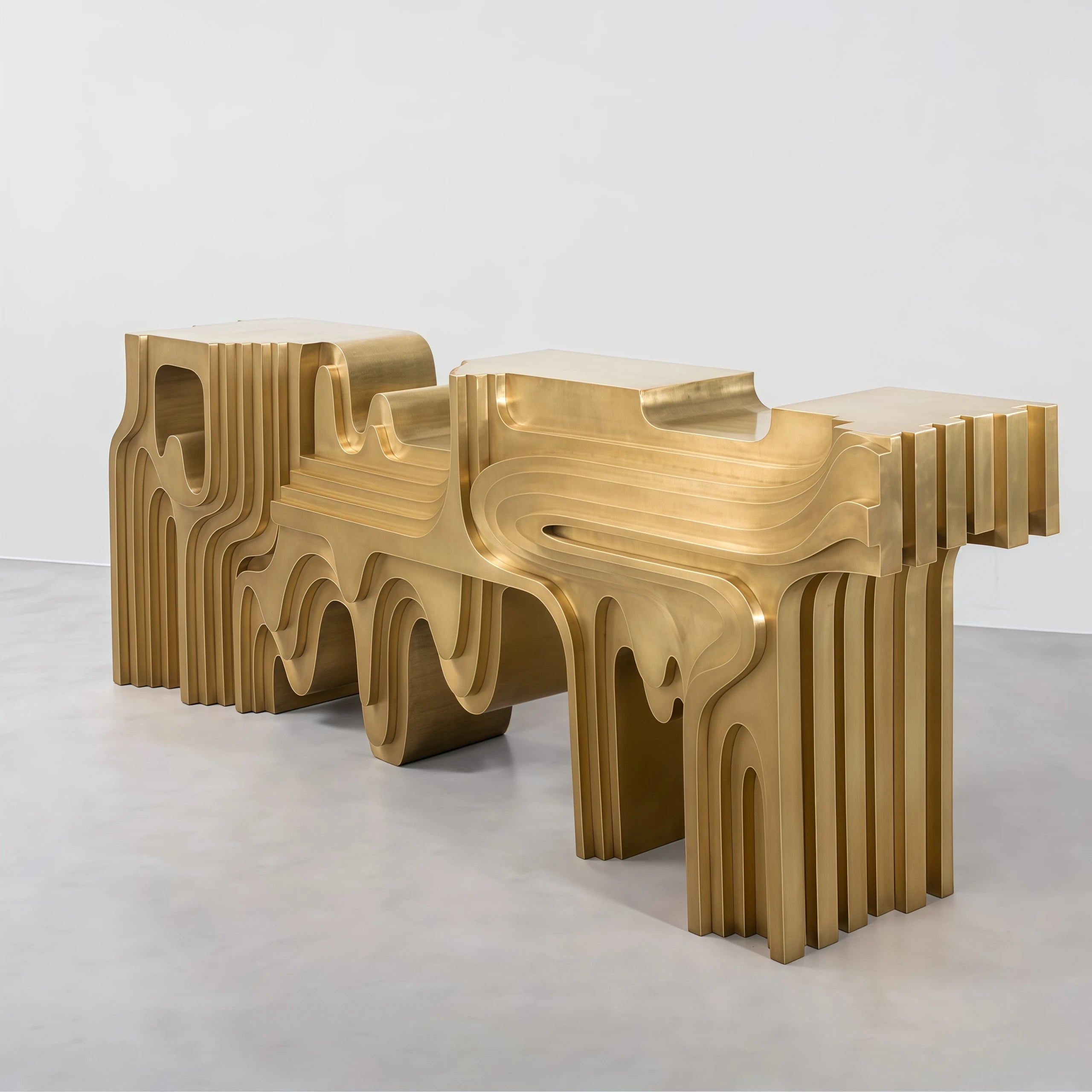 Designer's Home Art Furniture: Golden Control Console Table, Solid Wood Sculpture Decoration, Foyer Entrance Table |...