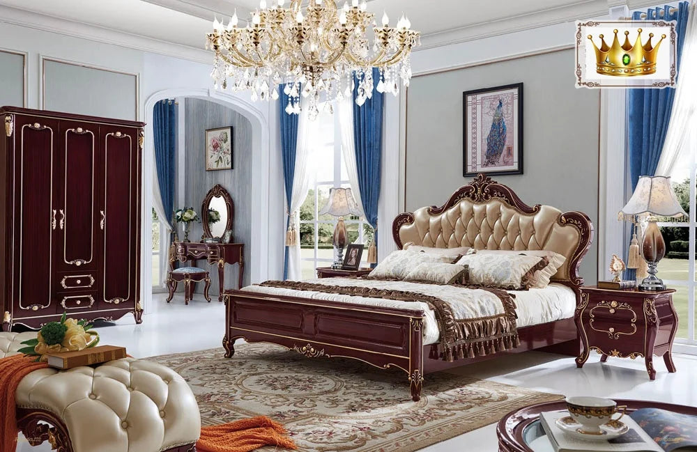 Classic King Size European Style Wood Bedroom Set Royal Luxury Furniture with Storage | Kimlud Luxury Sofa