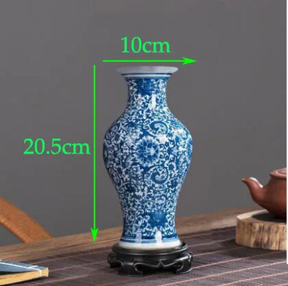 Chinese Jingdezhen Blue White Porcelain Antique Ceramic Vase Home Livingroom Table Figurines Decoration Store Flower Pot Crafts