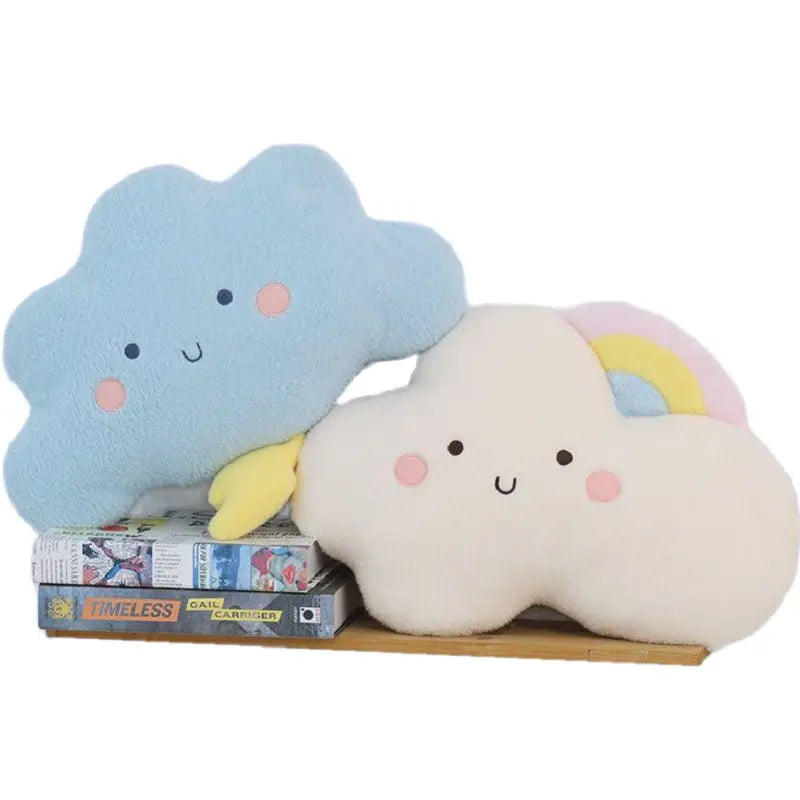 Cute Emotion Face Weather Pillow Stuffed Plush Thunder Dark Clouds Rainbow White Cloud Cushion Baby Bed Room Decor Home Decor - Kimlud
