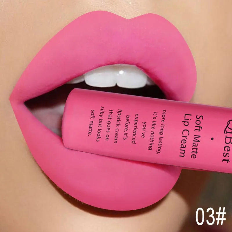 QIBEST Brand 34 Colors Liquid Lipstick Waterproof Matte Nude Lipstick Pigment Red Long Lasting Lip Gloss Women Makeup...