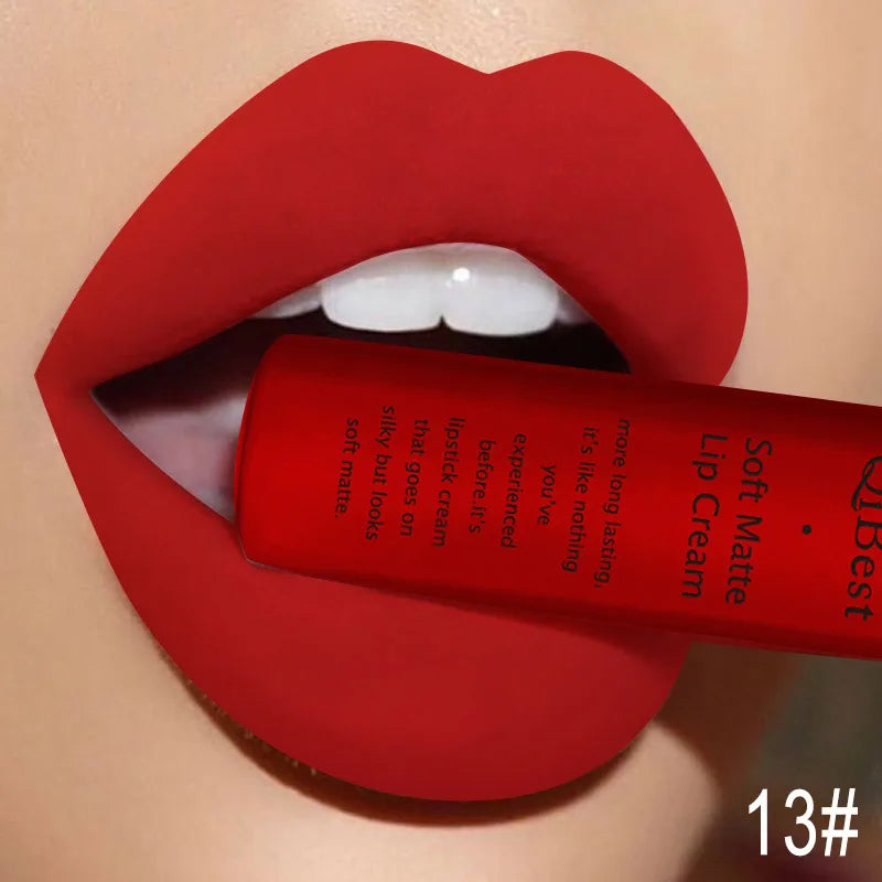 QIBEST Brand 34 Colors Liquid Lipstick Waterproof Matte Nude Lipstick Pigment Red Long Lasting Lip Gloss Women Makeup...