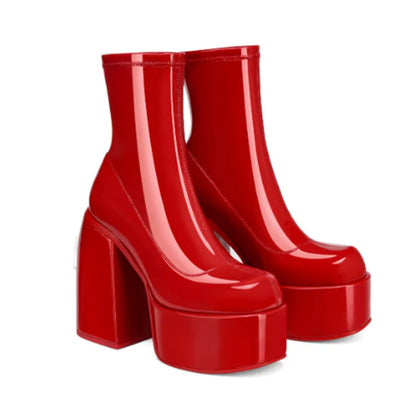 2025 Autumn Winter Short Boots for Large Size Thick-Soled Thick-Heeled Elastic Elastic Cross-Border E-Commerce Supply Europe