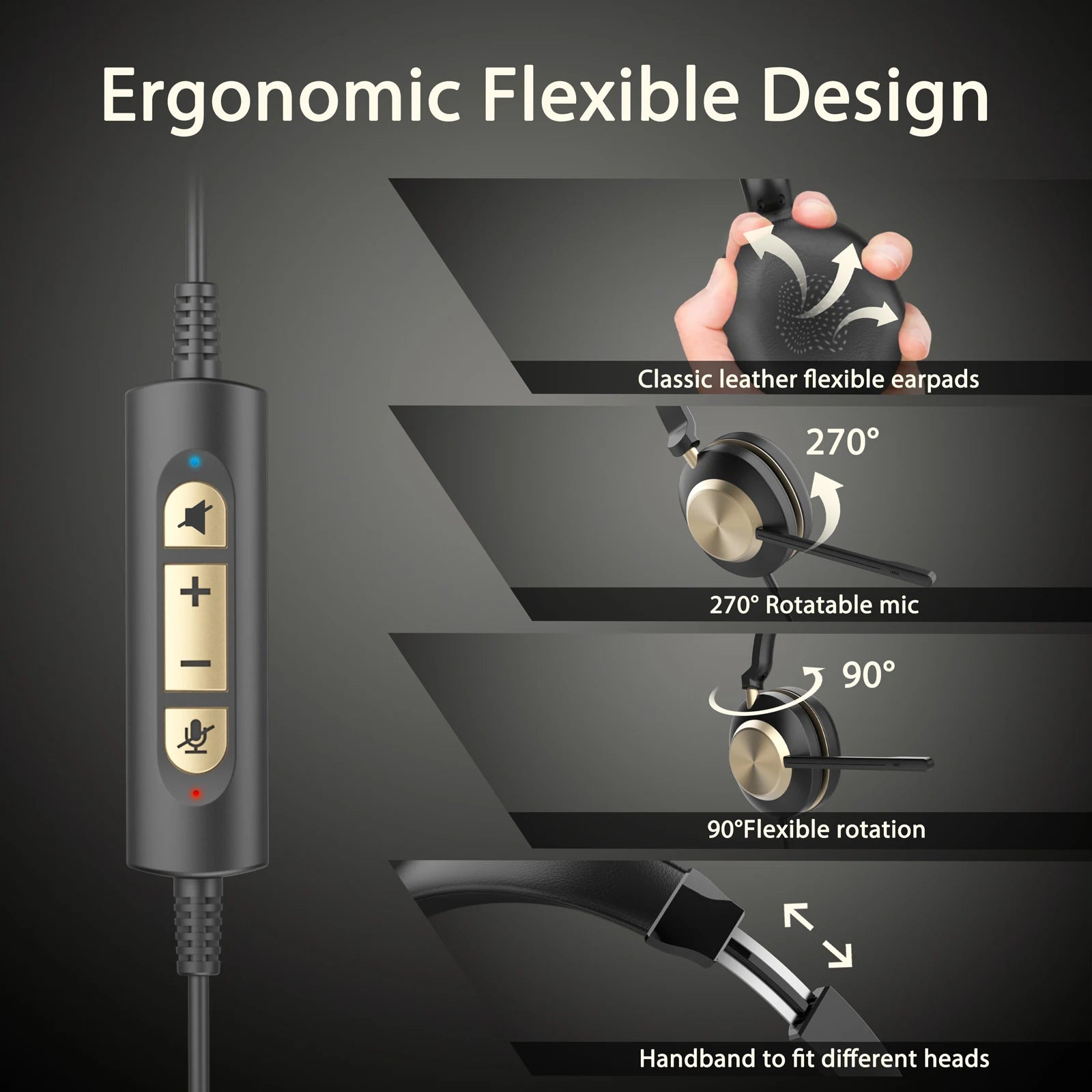 Factory Sale MHP-886 ENC Noise Cancelling USB Wired On-ear Computer Gaming  Headset Headphone With Microphone for Game