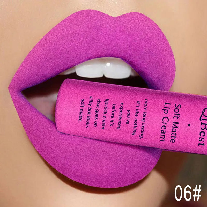 QIBEST Brand 34 Colors Liquid Lipstick Waterproof Matte Nude Lipstick Pigment Red Long Lasting Lip Gloss Women Makeup...