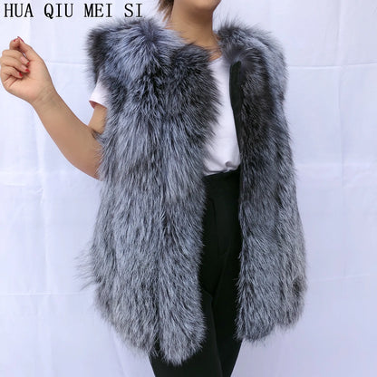 Women's clothing fur coat  red fox coat vertical stripe silver fox red fox fur coat  fox fur coat women's natural fur coat coat