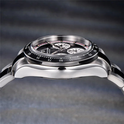 PAGANI DESIGN 1676 Classic Stainless Steel  Men's Quartz Watch Ceramic Bezel Waterproof Clock Luxury Pagani Watch