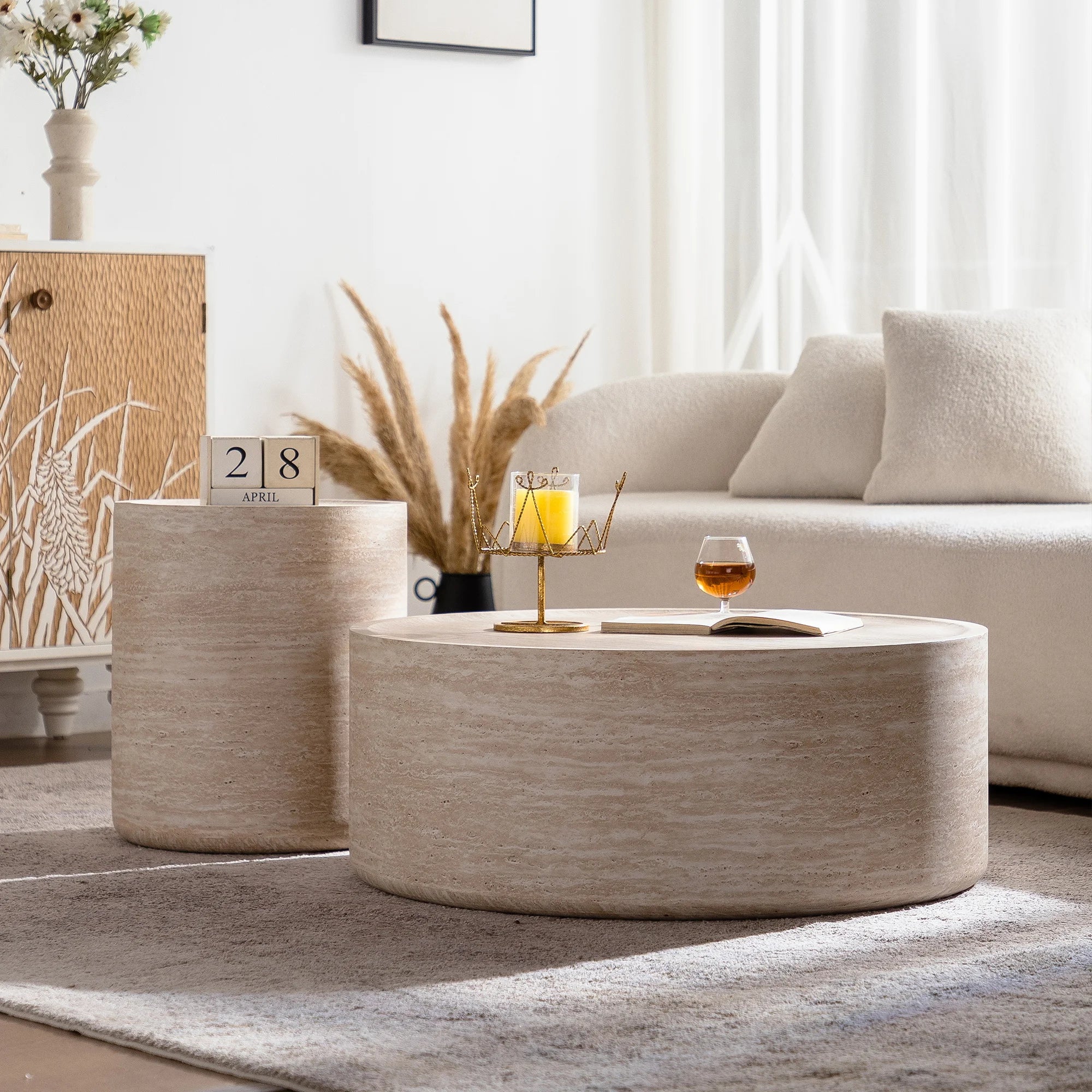 New Italian Minimalist Modern Design Small Apartment Wood Round Coffee Table for Living Room Home Furniture Easy to...