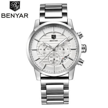 2021 BENYAR 5104 Top New New Men Quartz Watch Luxury Gift Stainless Strap Chronograph Watch Waterproof Relogio Masculino