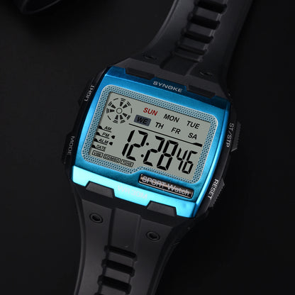 SYNOKE Brand Sport Digital Watch Men Watch New Upgrade Waterproof Square Electronic Watches Male WristWatch Style Clock