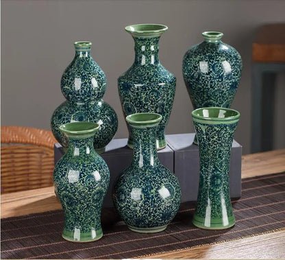Chinese Jingdezhen Blue White Porcelain Antique Ceramic Vase Home Livingroom Table Figurines Decoration Store Flower Pot Crafts