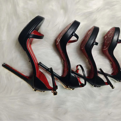 Retro Dress High-Heeled Shoe Pendant with Stiletto Heel Anti-Slippery Rubber Outsole Buckle Strap and Lightweight Design - Kimlud
