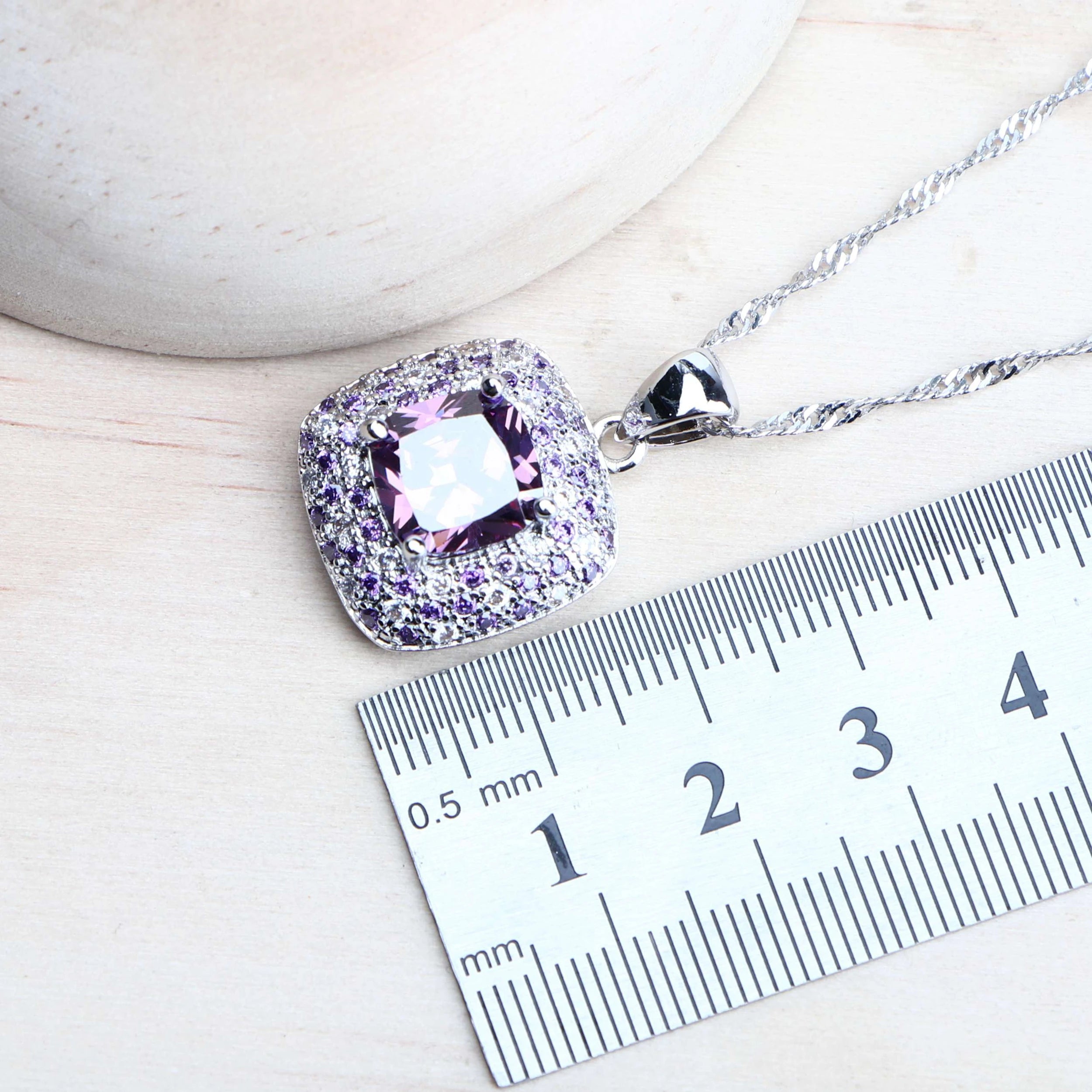 Purple Zirconia Women Bridal Jewelry Sets Silver 925 Fine Costume Jewellery Wedding Earrings Rings Bracelets Pendant...
