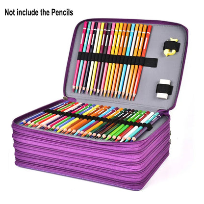 5 Layer 252 Hole PU Pencil Case Large Capacity Art Painting Drawing Pen Cosmetic Storage Bag Organizer Handbag...