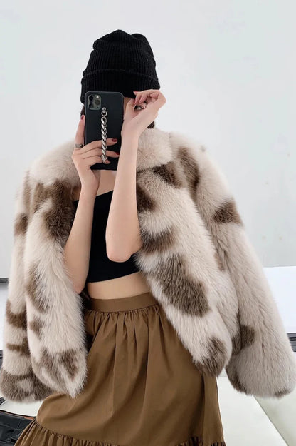 Italian amorous feelings Tuscany lamb fur coat autumn winter new women's fox fur short coat leisure young jacket