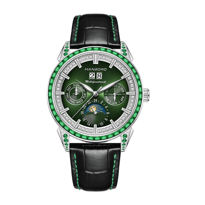 HANBORO Men's Luxury Automatic Mechanical Sports Watch Hollow Pointer Full Diamonds Calendar Luminous Stainless Steel |...