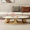 Luxury Modern Center Table Gold Stainless Steel Sintered Stone Top for Living Room Furniture Coffee Table for Home Use - Kimlud