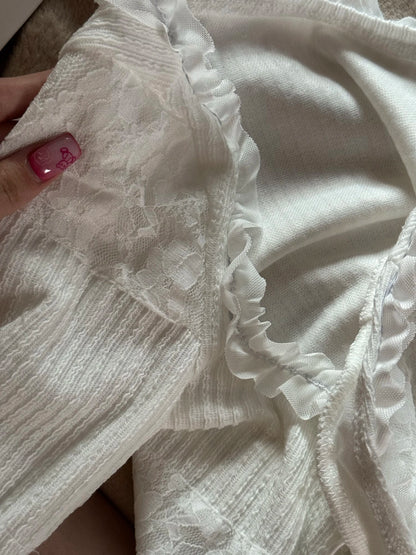 SBM New 2024 2 Piece Matching Sets Elegant Outfits Tie Front Tops and Skirt Co-ord Sets Fashion Y2k Ruffle Tiered Mini Skirts