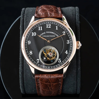 Sugess Genuine Tourbillon Business Men Watch Original ST8000 Movement Luxury Skeleton Mechanical Watches Sapphire Wristwatches - Kimlud