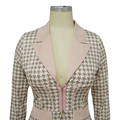 S-2XL Two Piece Sets Outfits Elegant Tweed Slim Long Trousers Short Coat Tops Lady Clothes Formal Business Office Work Suits