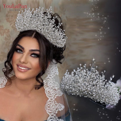 YouLaPan HP193P Wedding Headwear Necklace Earrings Jewelry Set Bride Headbands Rhinestone Headpiece Bridal Tiaras and Crowns