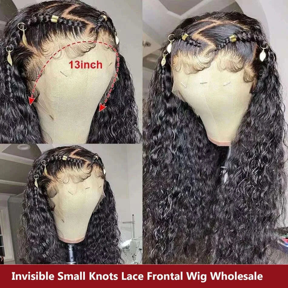 30inch Water Wave Brazilian Hd Transparent 13x6 Lace Frontal Full Lace Water Wave Curly Human Hair Wig