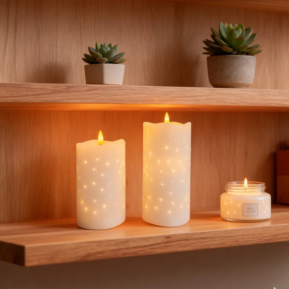 Fiber Optic LED Candle with Flashing Light - Perfect for Festivals & Daily Home Matching