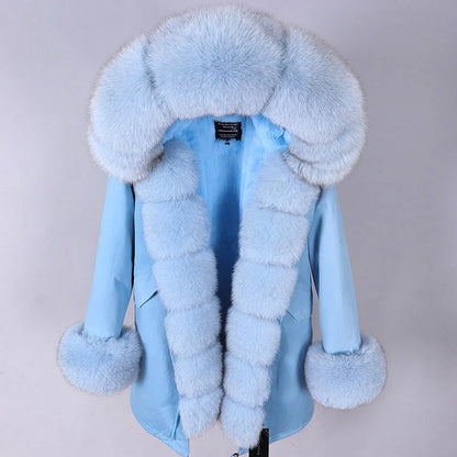 2023 Super Hot  Winter Jacket Hooded Long Overcoat Parkas Female Clothes Removable Real Fox Fur Collar Coats Woman